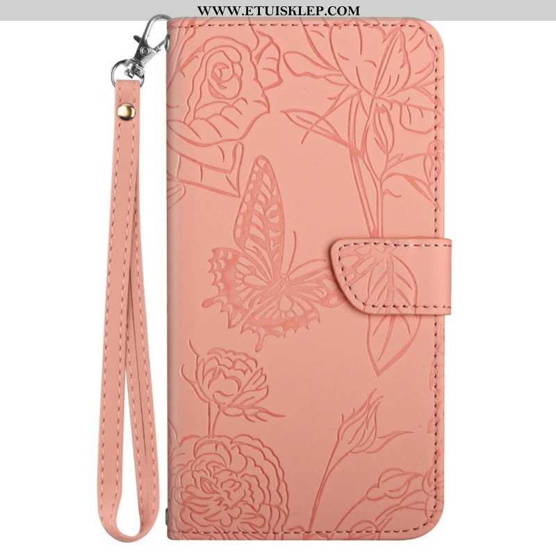 Etui Folio do Samsung Galaxy M23 5G Dyskretne Motyle I Smycz